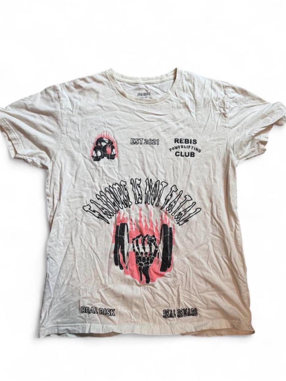 Men’s y2k skater white, black and pink 'Failure is not fatal' Graphic Tee